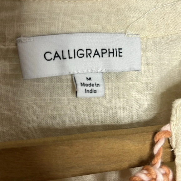 CALLIGRAPHIE Embroidered Floral Boho Tassel Tie Balloon Sleeve Peasant Blouse - Picture 9 of 11